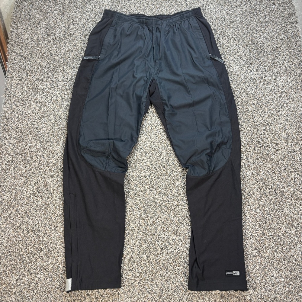 REI Men's L Outdoor Pants Black Hybrid Ripstop Stretch Hiking Cycling Zipped Hem